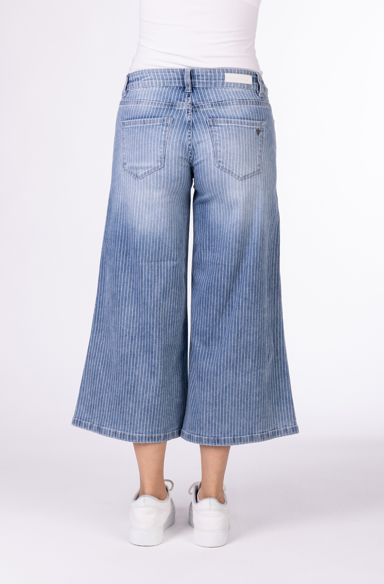 Blue Monkey, Wide-Culotte-Jeans, 57Liora 11646X, High Ankle, Striped Denim