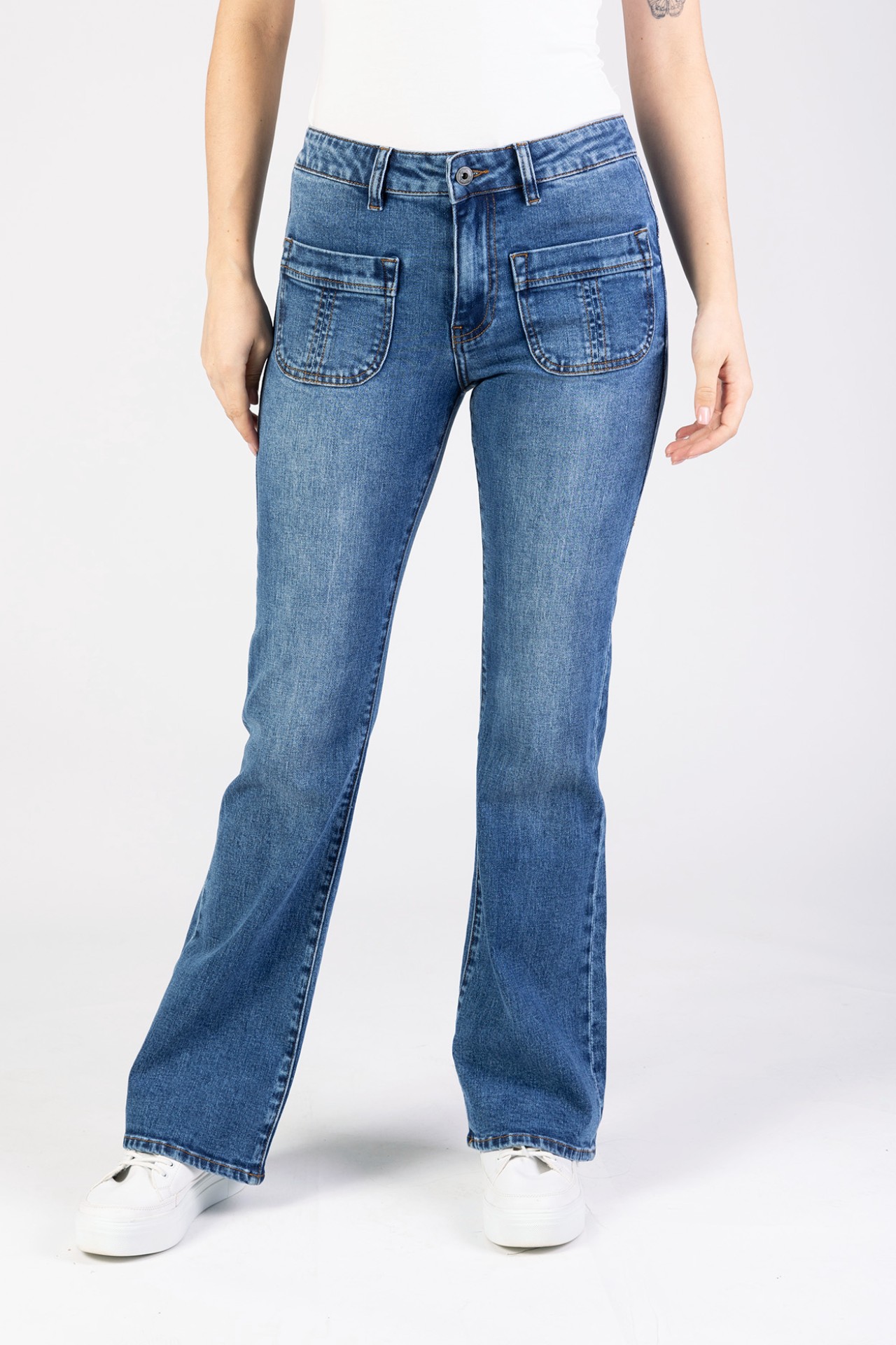 Blue Monkey, Bootcut-Jeans, 57Mia 11670Y, Patch Pockets