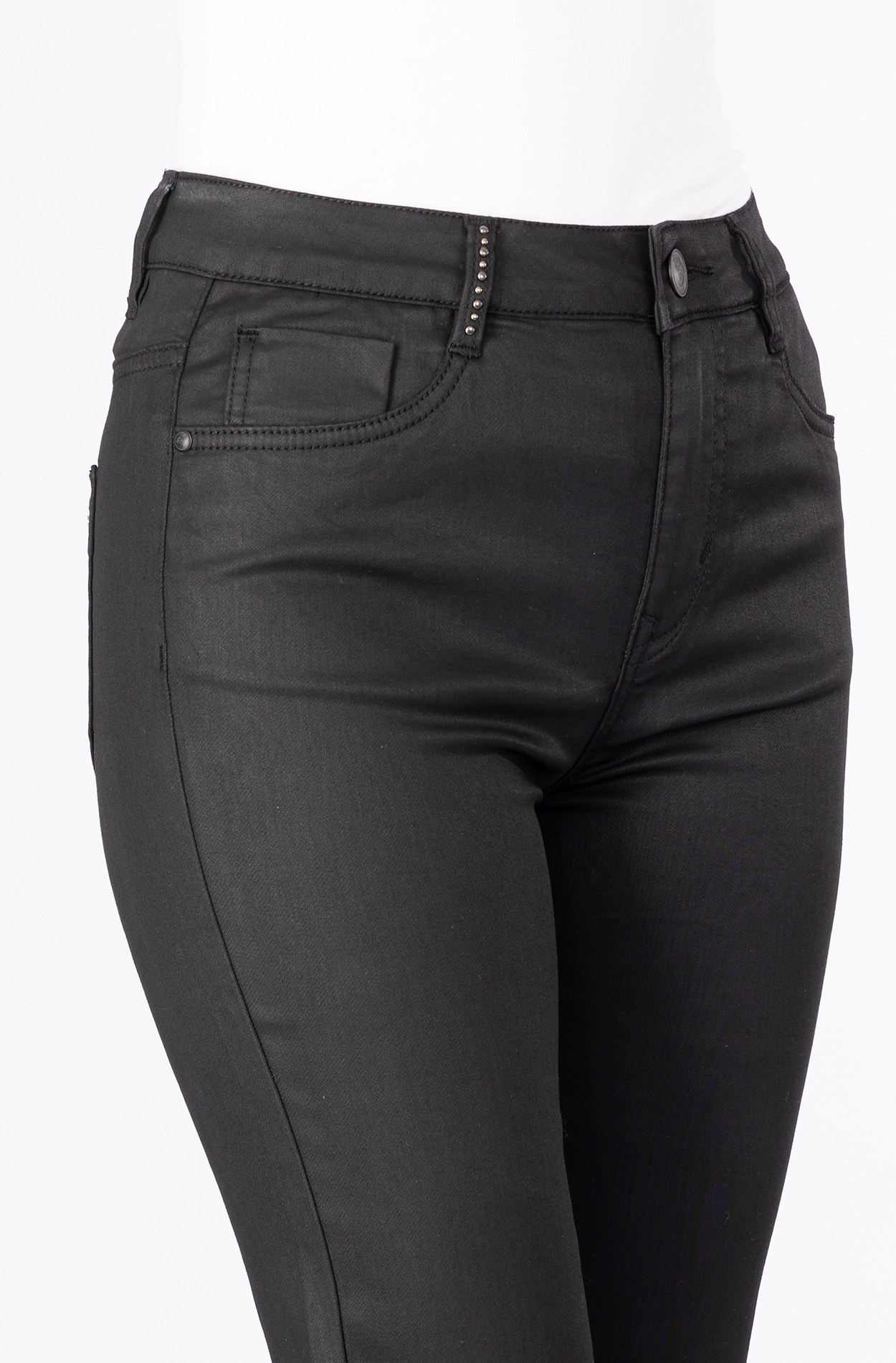 57Mimi, Mini-Flare, Non-Denim-Hose, Soft beschichtet, 5-Pocket-Style, Highwaist