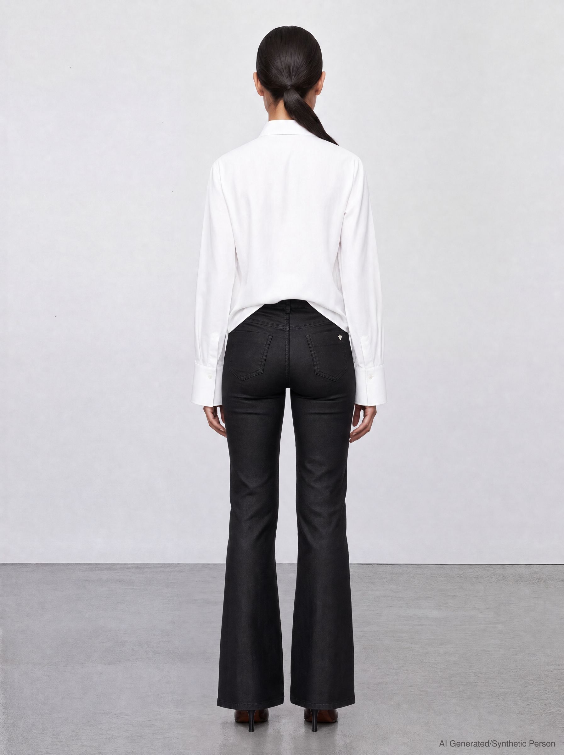 57Mimi, Mini-Flare, Non-Denim-Hose, Soft beschichtet, 5-Pocket-Style, Highwaist