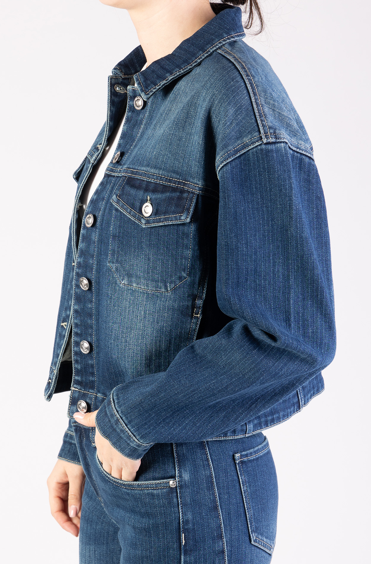 Blue Monkey, Regular-Fit-Jeans-Jacke, 57Jacket 31043Y, Striped Denim