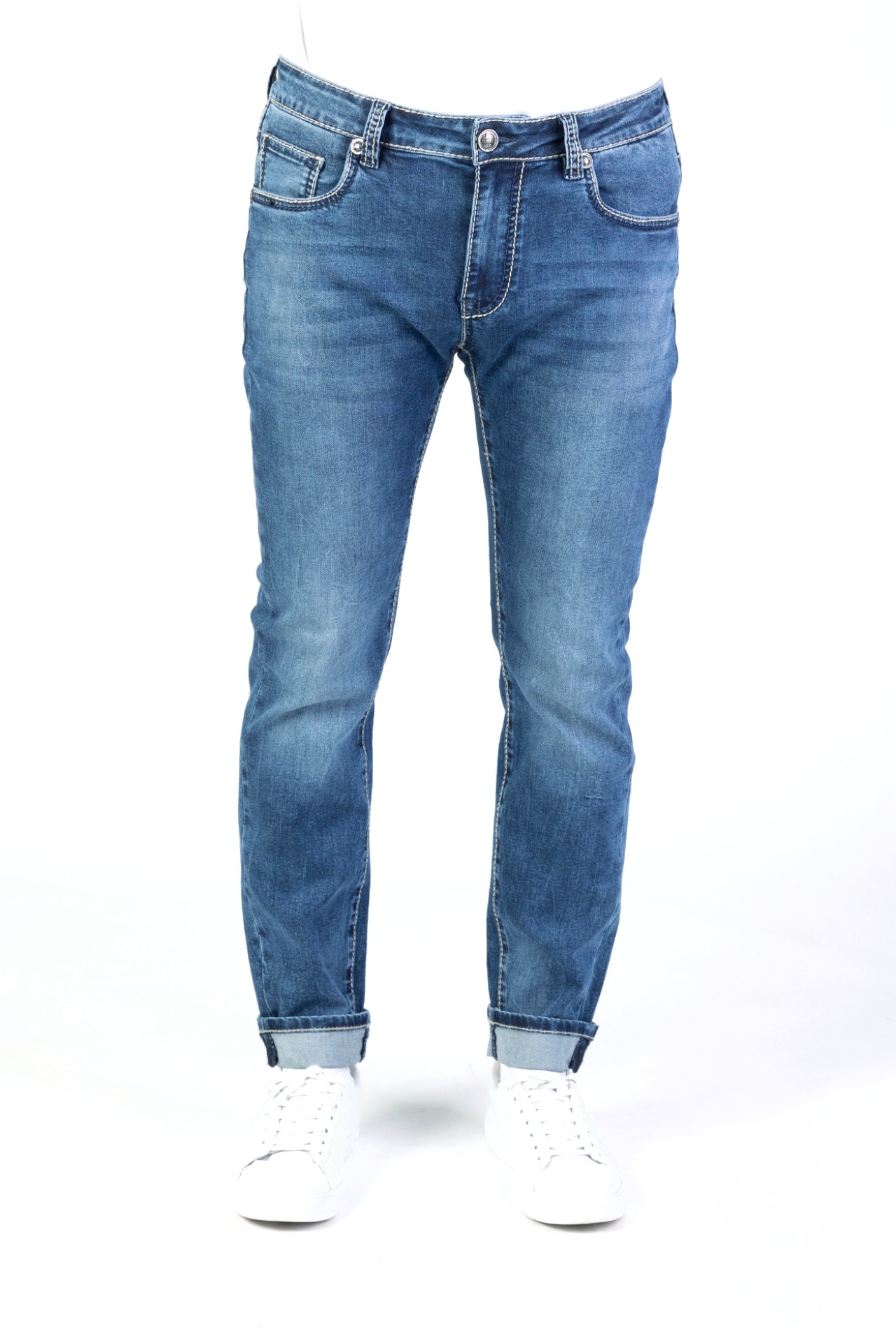 Blue Monkey, Slim-Fit-Jeans, 57Gordan 40137Y, Dicke Kontrastnähte