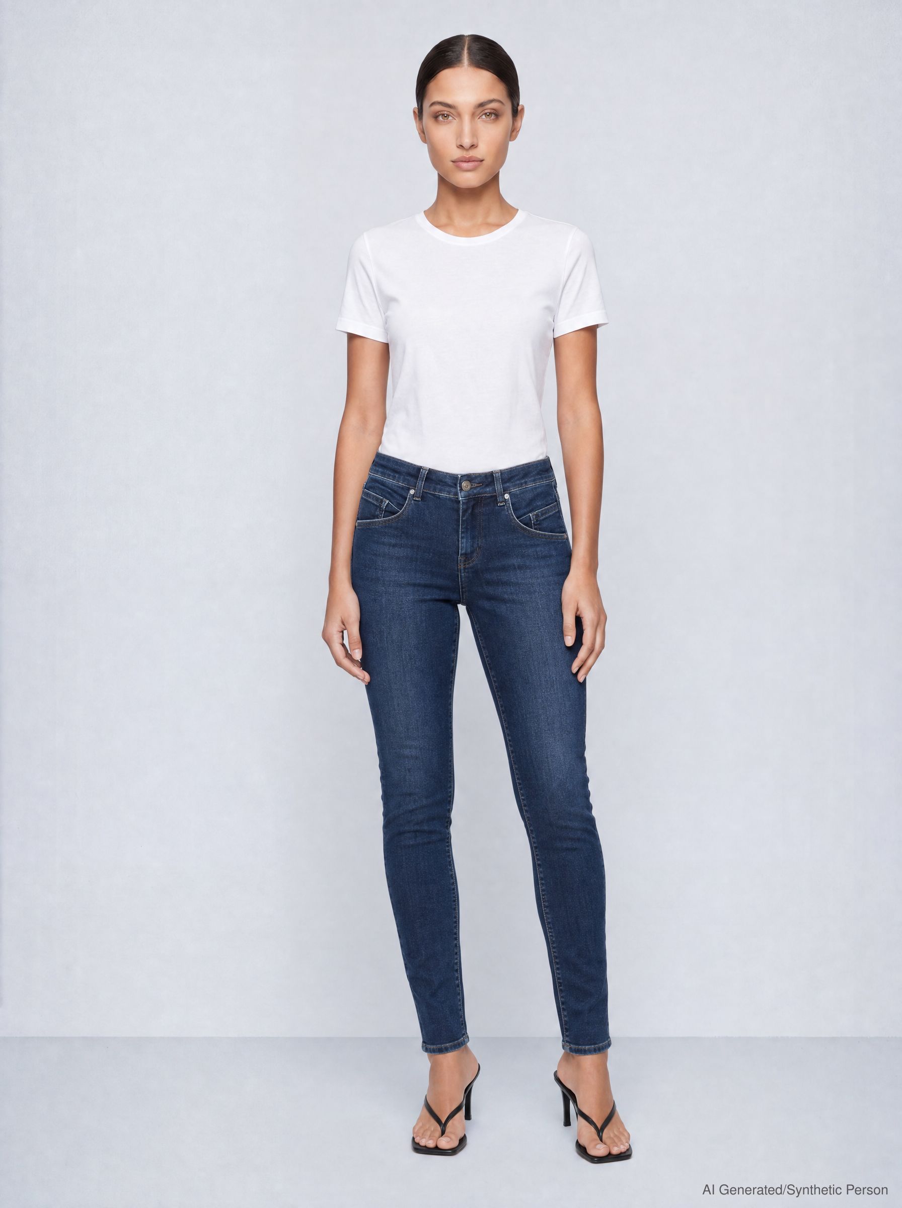 57Juria, Skinny-Fit-Jeans, blauer Strass-Stern