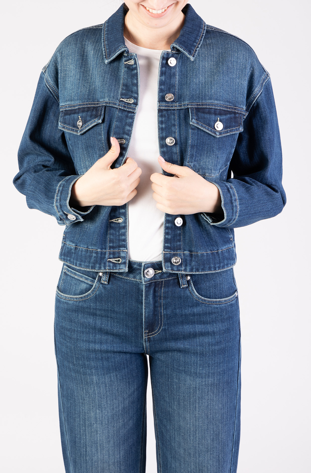 Blue Monkey, Regular-Fit-Jeans-Jacke, 57Jacket 31043Y, Striped Denim