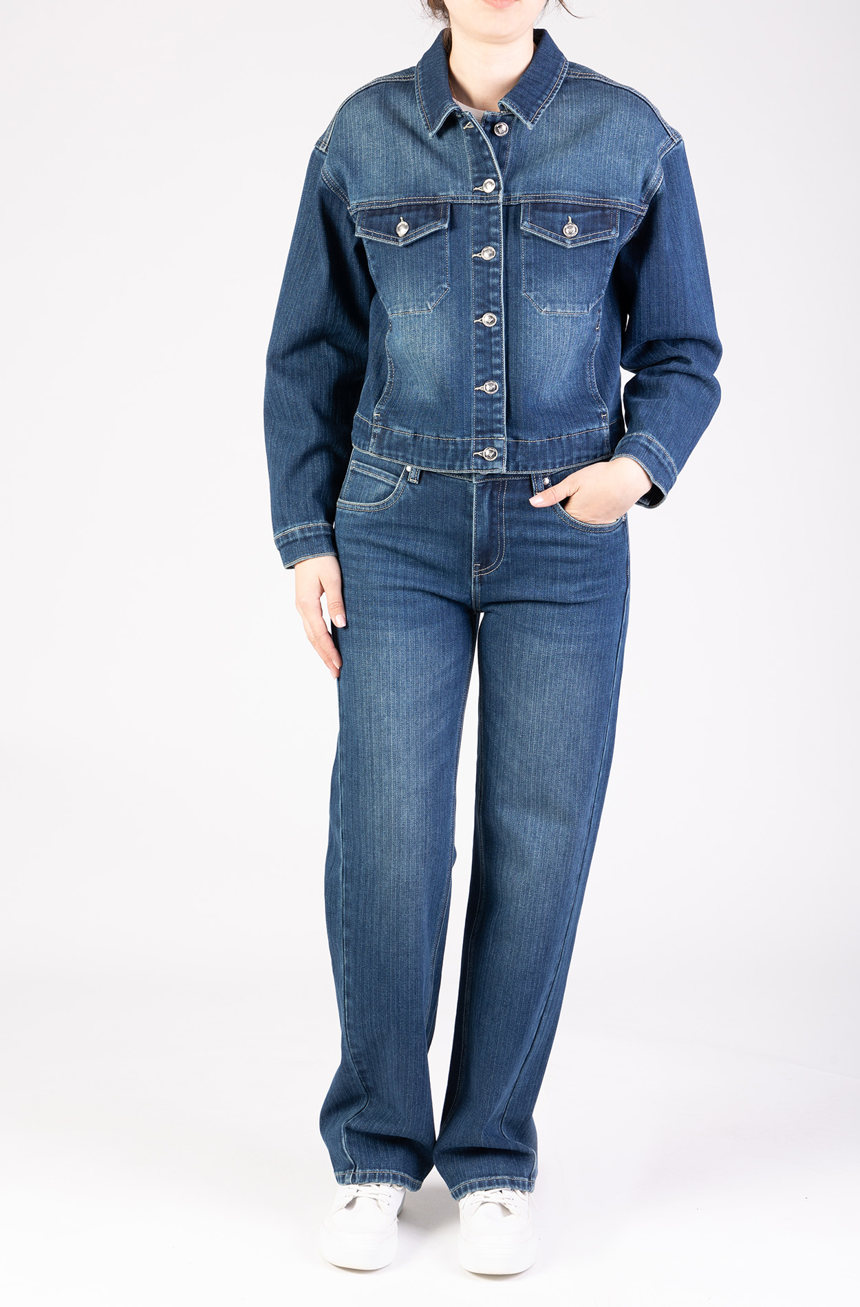Blue Monkey, Regular-Fit-Jeans-Jacke, 57Jacket 31043Y, Striped Denim
