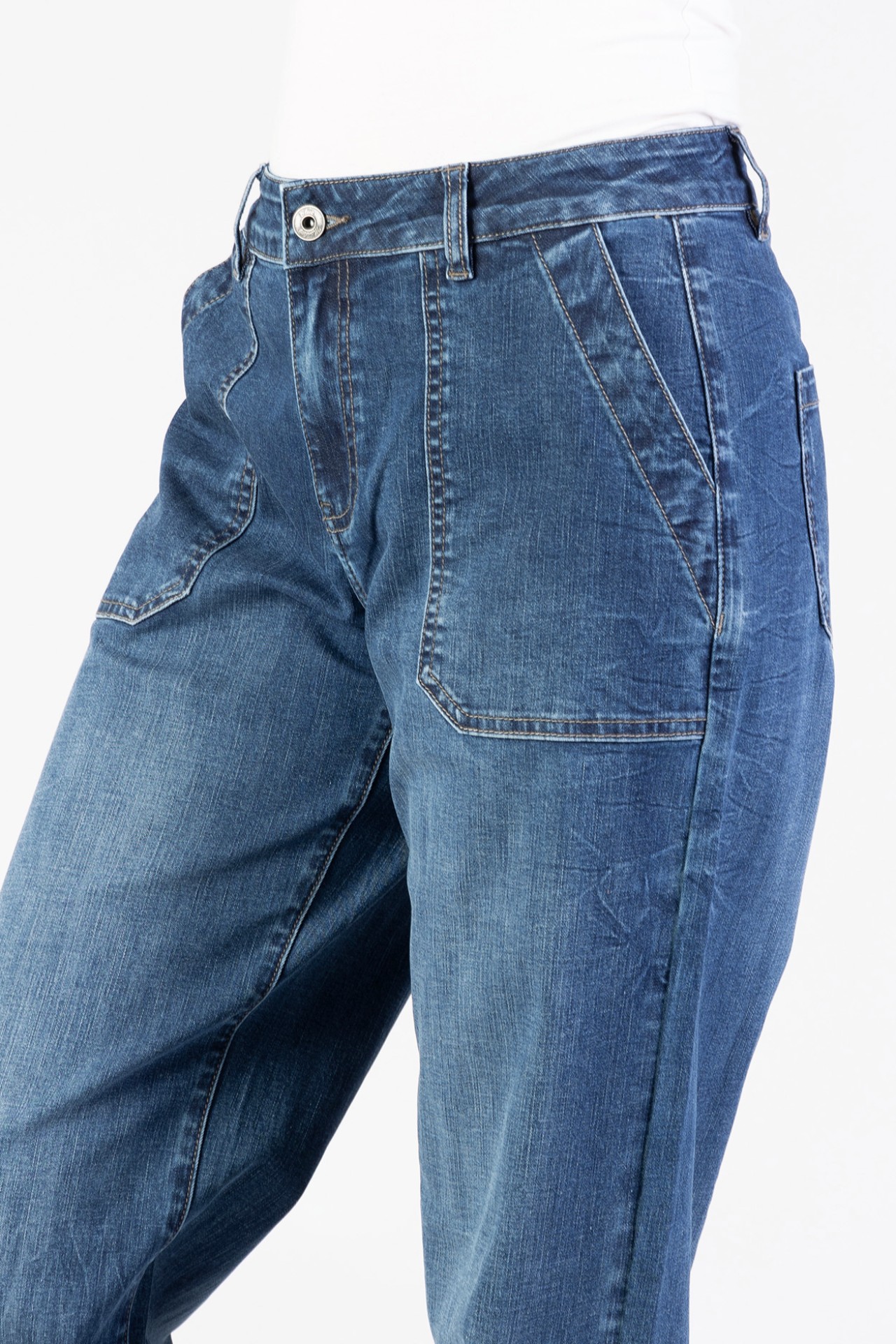Blue Monkey, Wide-Leg-Jeans, 57Fina 11660Y, Patch Pockets