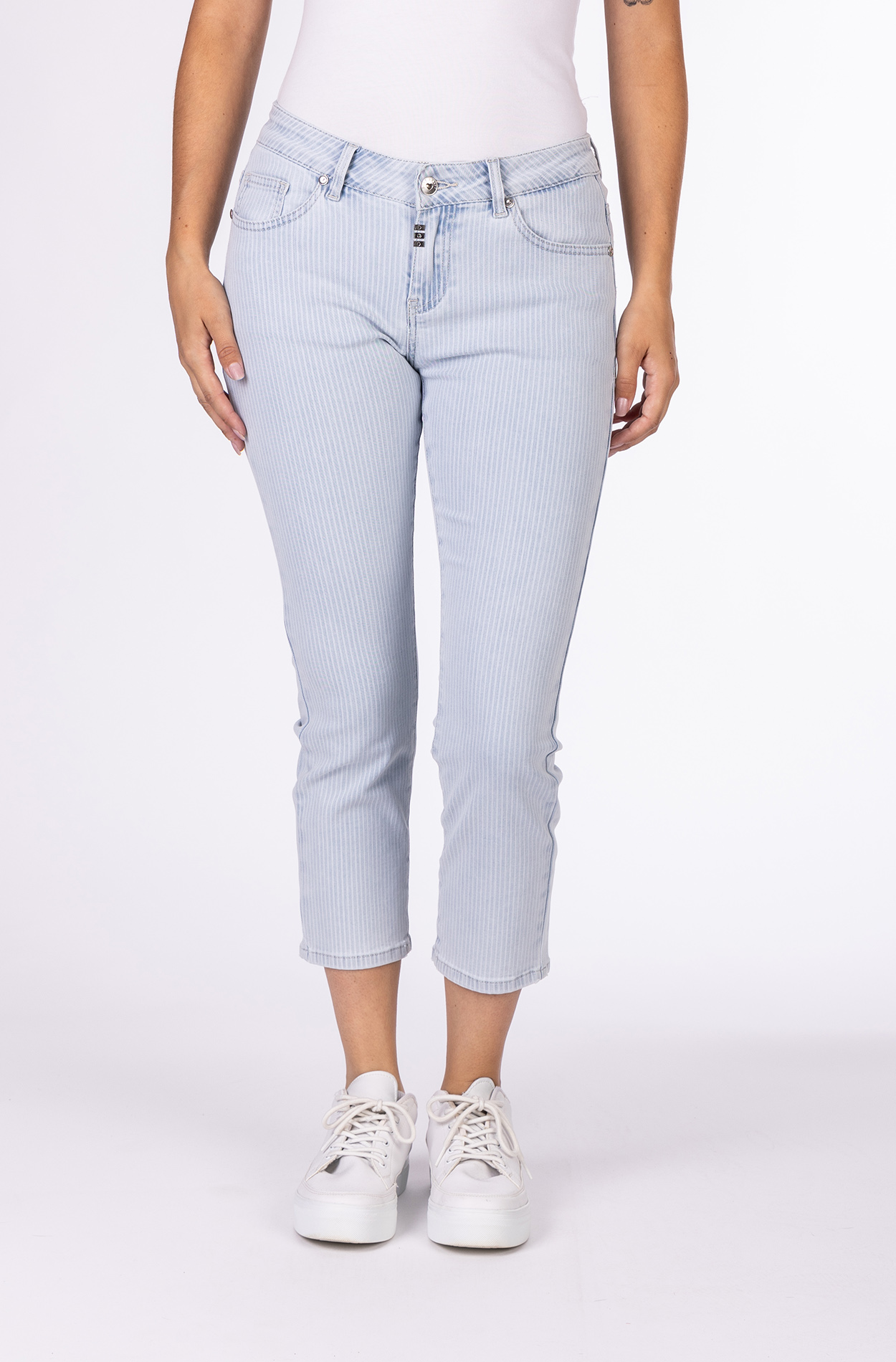 57Vivi 11647X | Slim Fit | 7/8 | Light Blue | Stripes