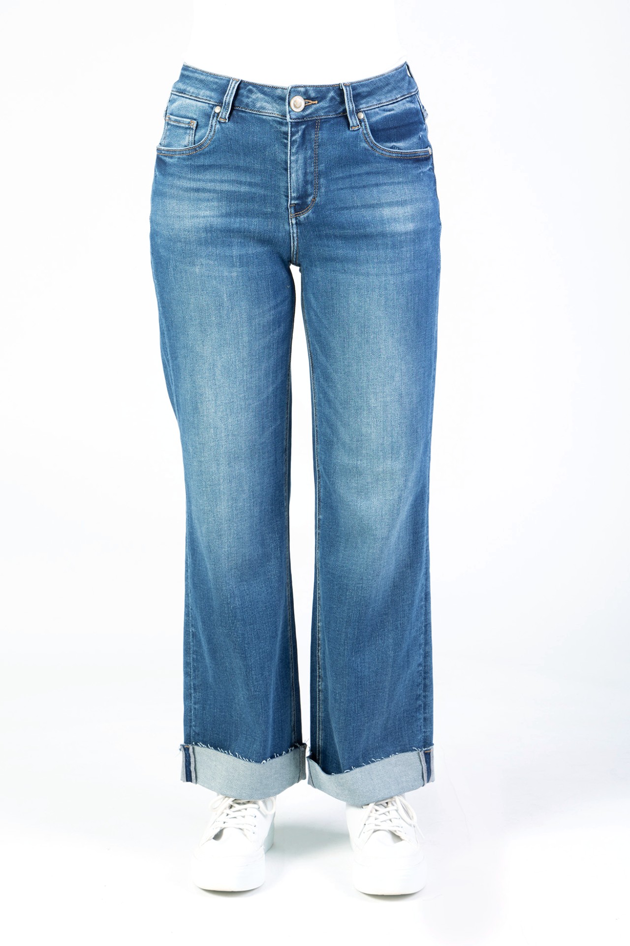 Blue Monkey, Wide-Leg-Jeans, 57Zoe 31039Y, Turn-Up