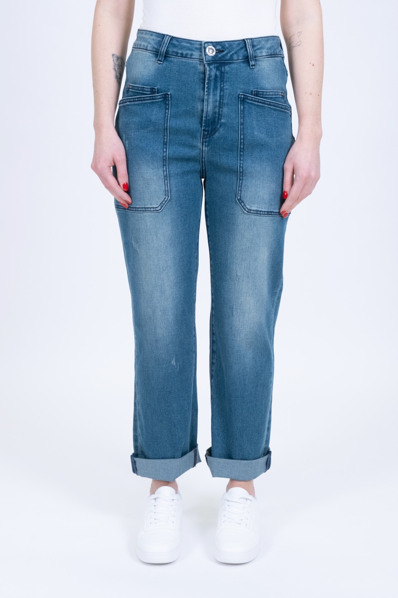 57Alana 30931Y | Cropped | Baggy | Blue
