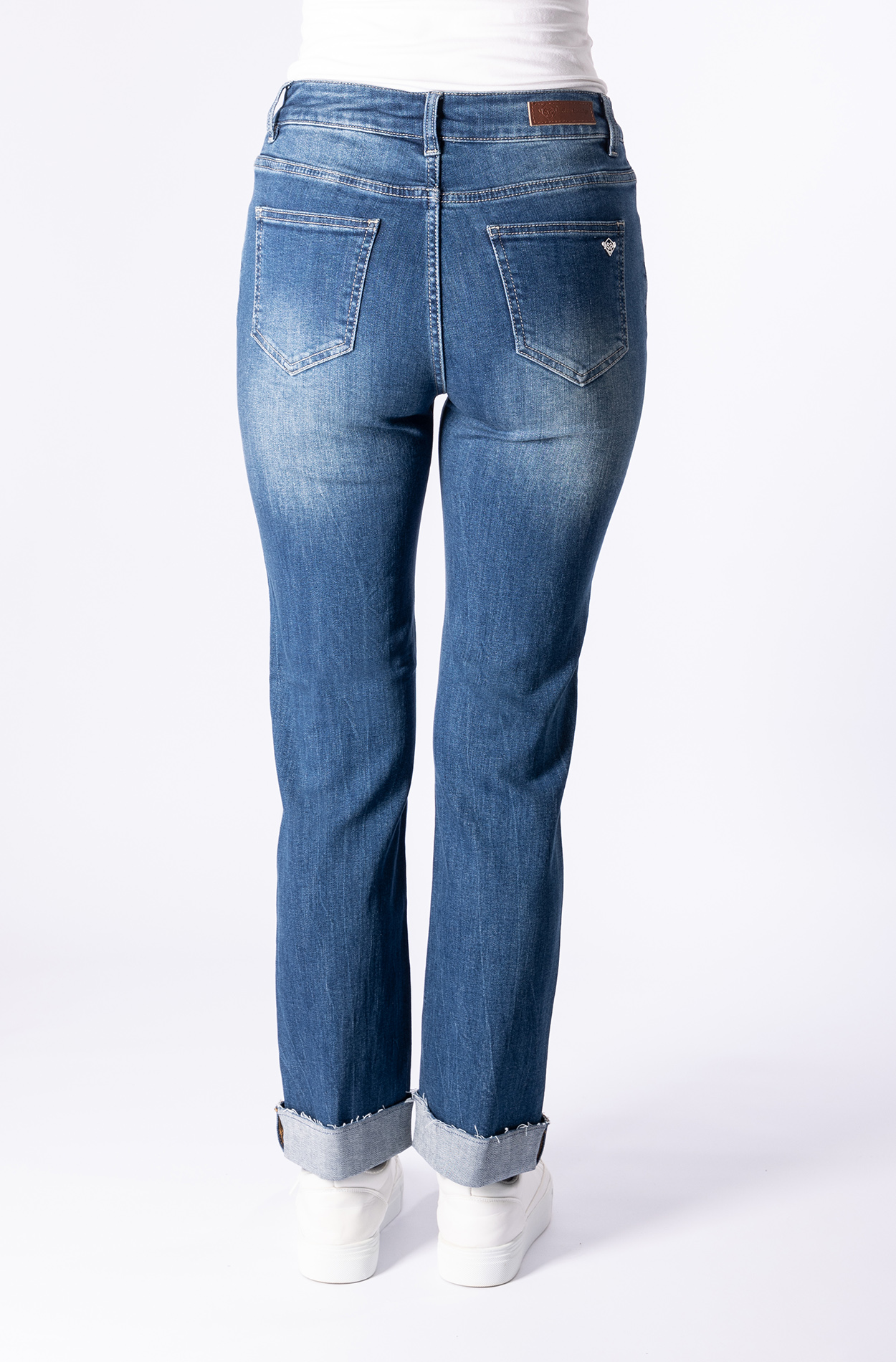 57Mimi, Straight-Fit-Jeans, Highwaist, verkürzt, mit Umschlagsaum