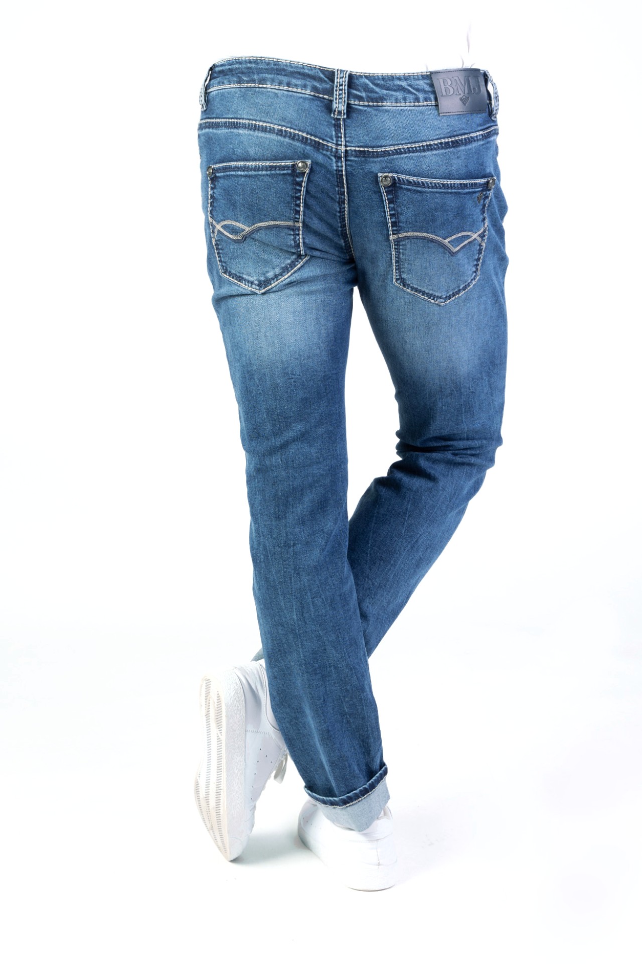 Blue Monkey, Slim-Fit-Jeans, 57Gordan 40137Y, Dicke Kontrastnähte