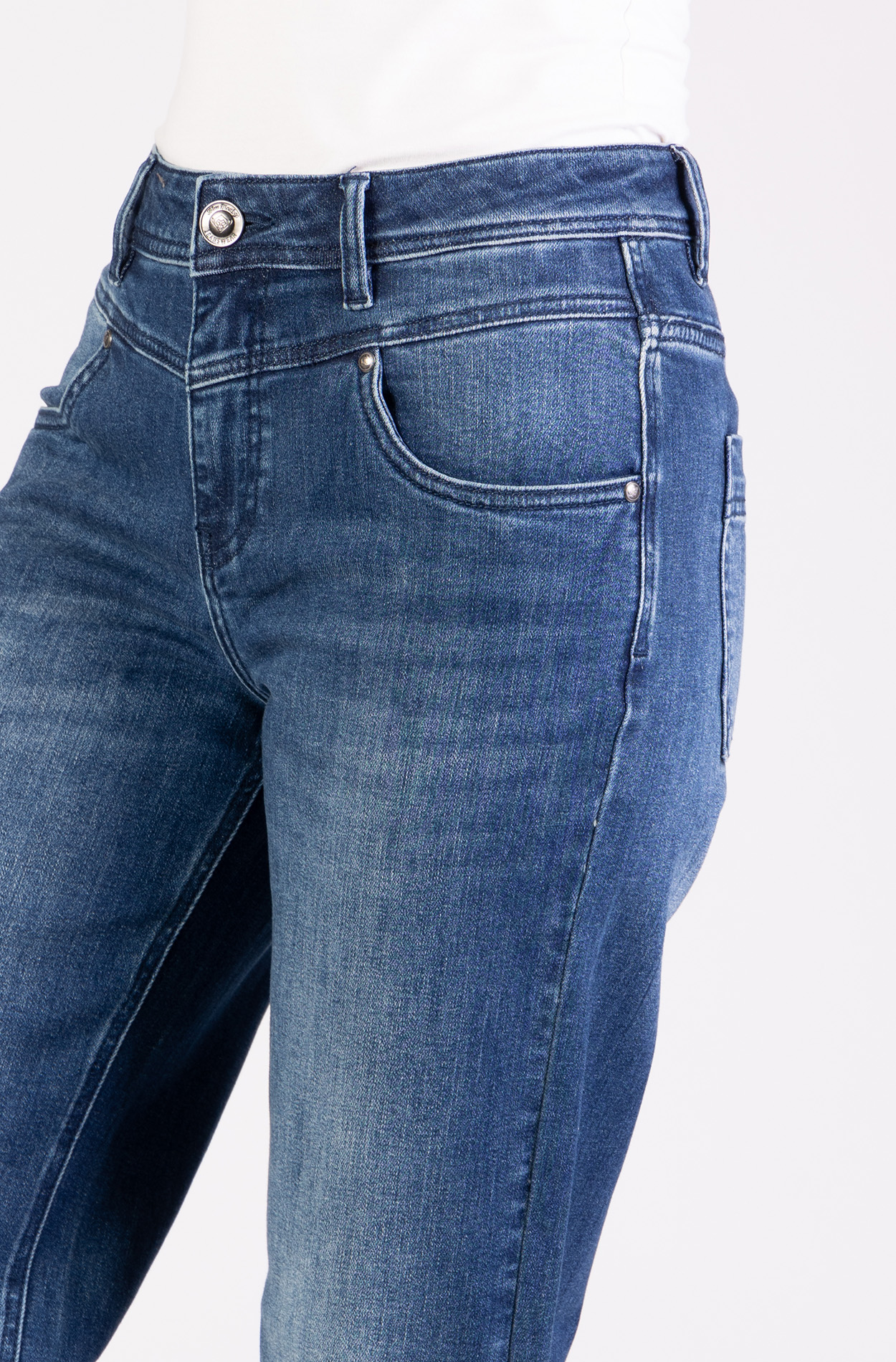 Blue Monkey, Wide-Leg-Jeans, 57Kaia 31061Y, Used Look, Eckige Gesäßtaschen