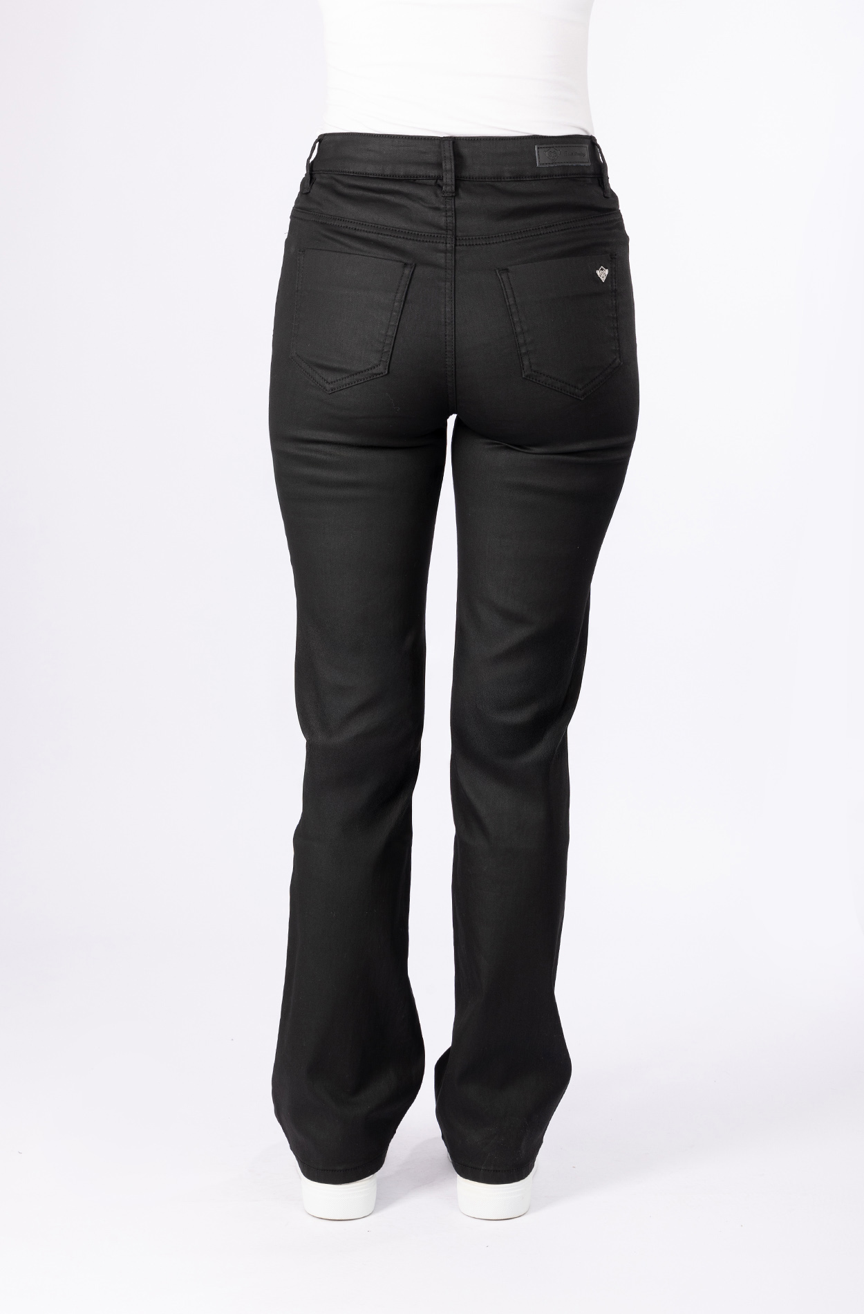 57Mimi, Mini-Flare, Non-Denim-Hose, Soft beschichtet, 5-Pocket-Style, Highwaist