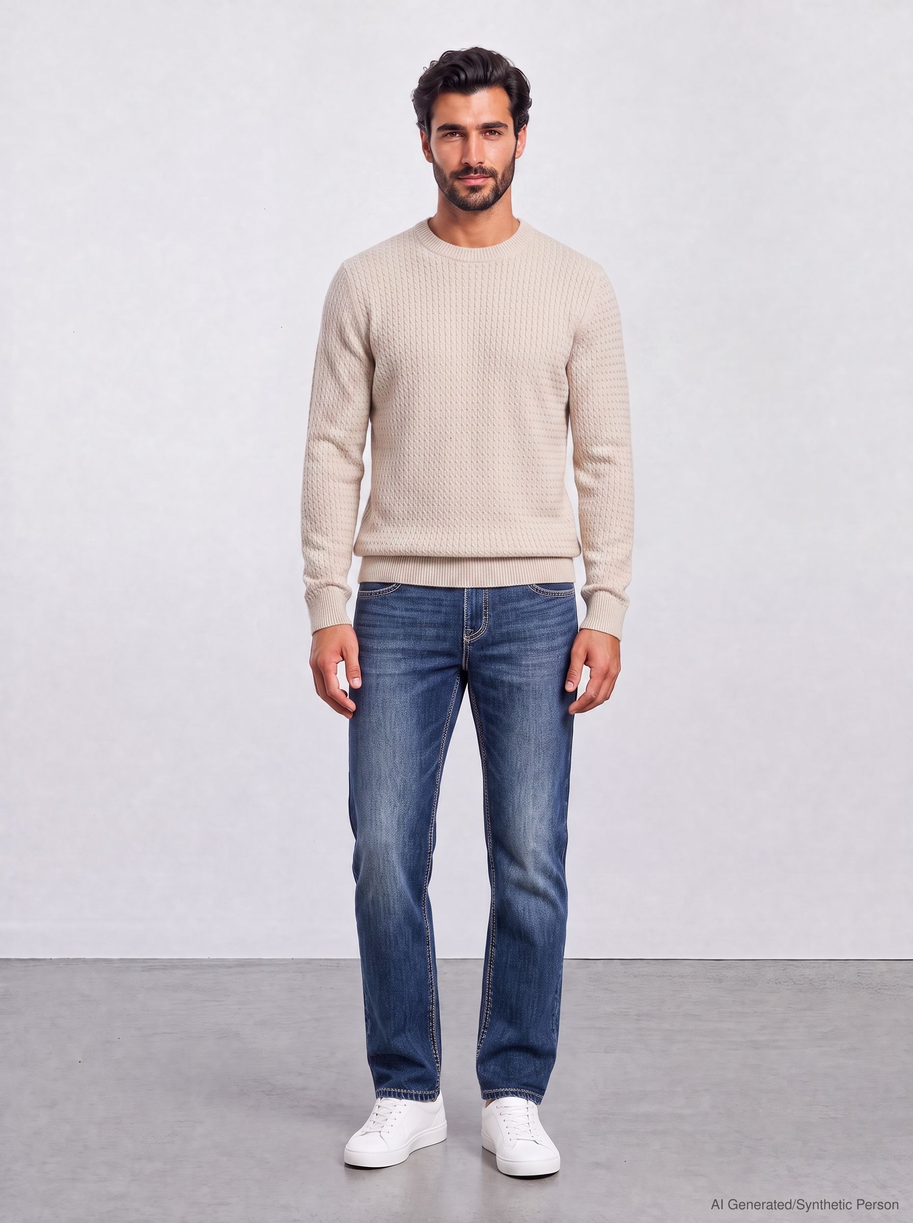 57Jack, Straight-Fit-Jeans, Dicke Kontrastnähte