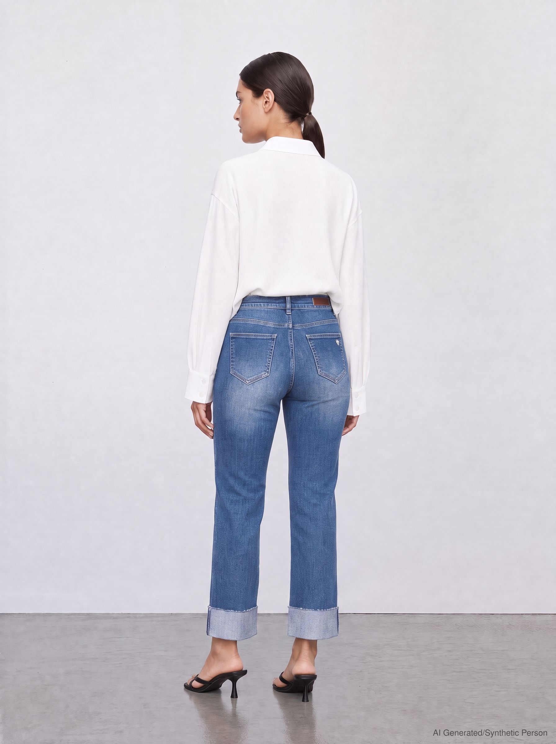 57Mimi, Straight-Fit-Jeans, Highwaist, verkürzt, mit Umschlagsaum