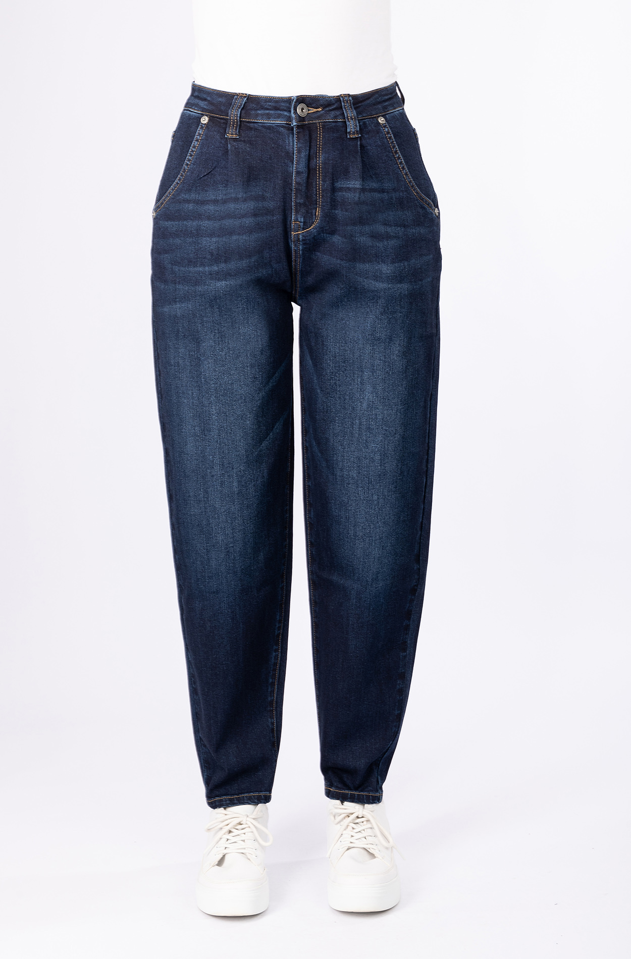 57Ashley, Balloon-Fit-Jeans, verkürzte Form, mit Bundfalten