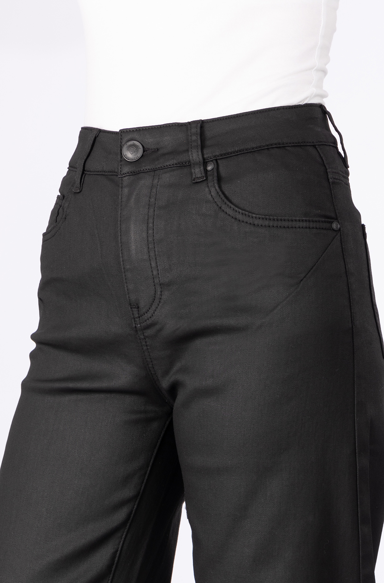 57Ilvy, Barrel-Fit, Non-Denim-Hose, Soft beschichtet, 5-Pocket-Style, O-Shape