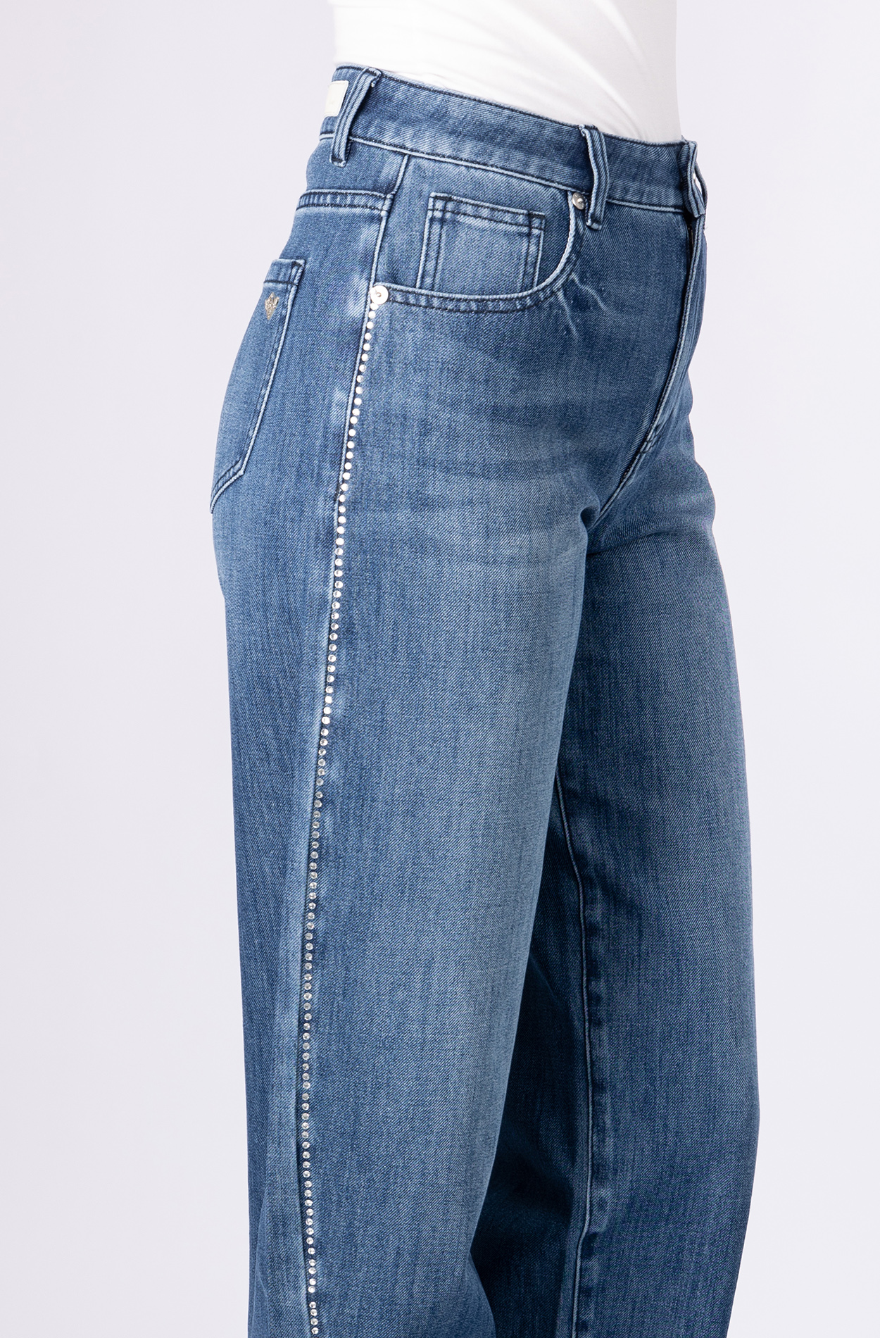 57Isla, Barrel-Fit-Jeans, 5-Pocket-Stylem, mit Strass-Steinchen an den Seiten