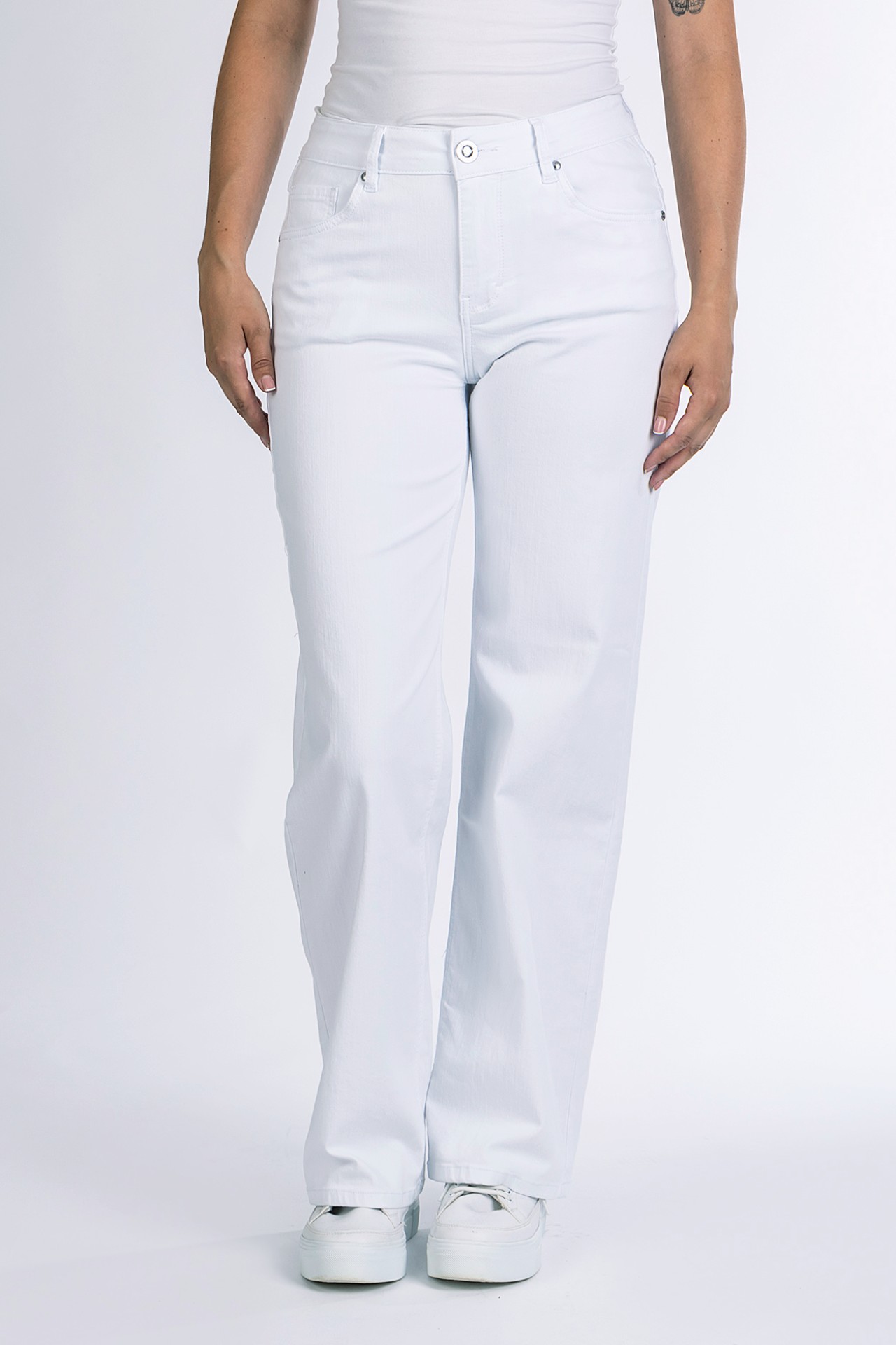 57Zoe 30979B | Basic |Straight Wide Leg | White  