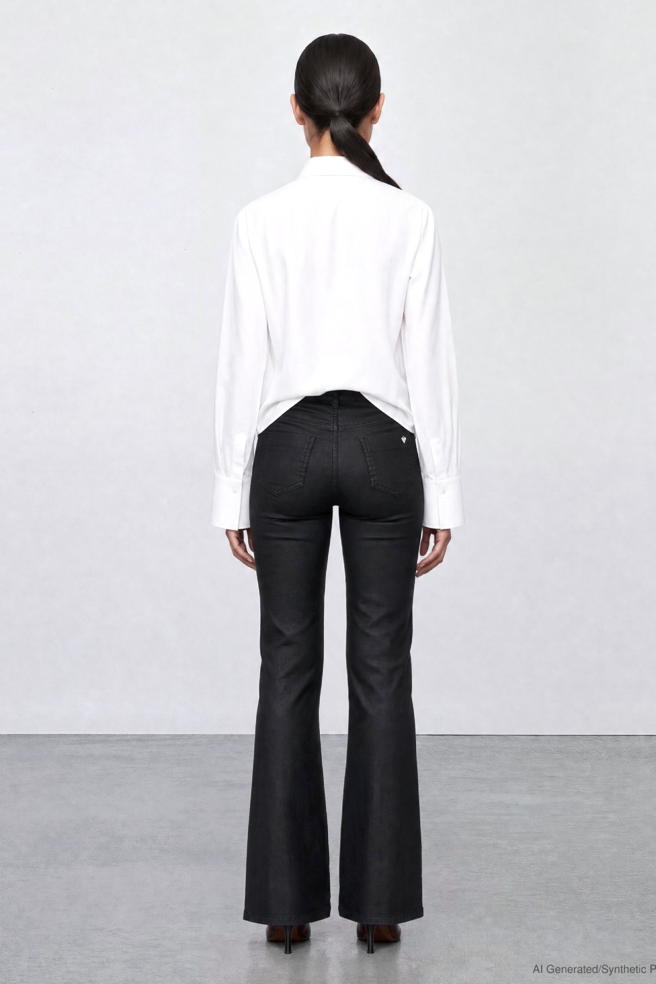 57Mimi, Mini-Flare, Non-Denim-Hose, Soft beschichtet, 5-Pocket-Style, Highwaist