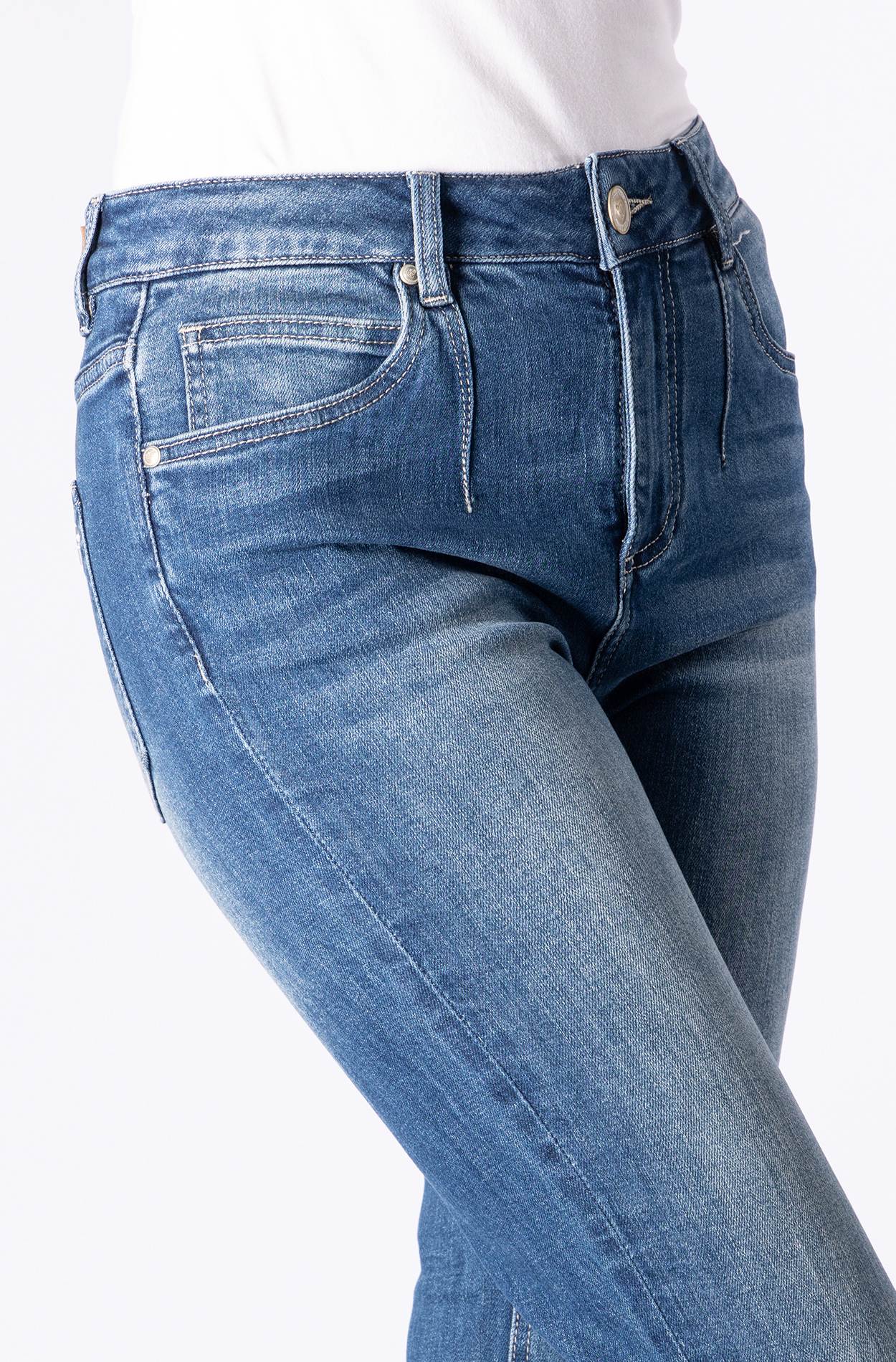 57Mimi, Straight-Fit-Jeans, Highwaist, verkürzt, mit Umschlagsaum