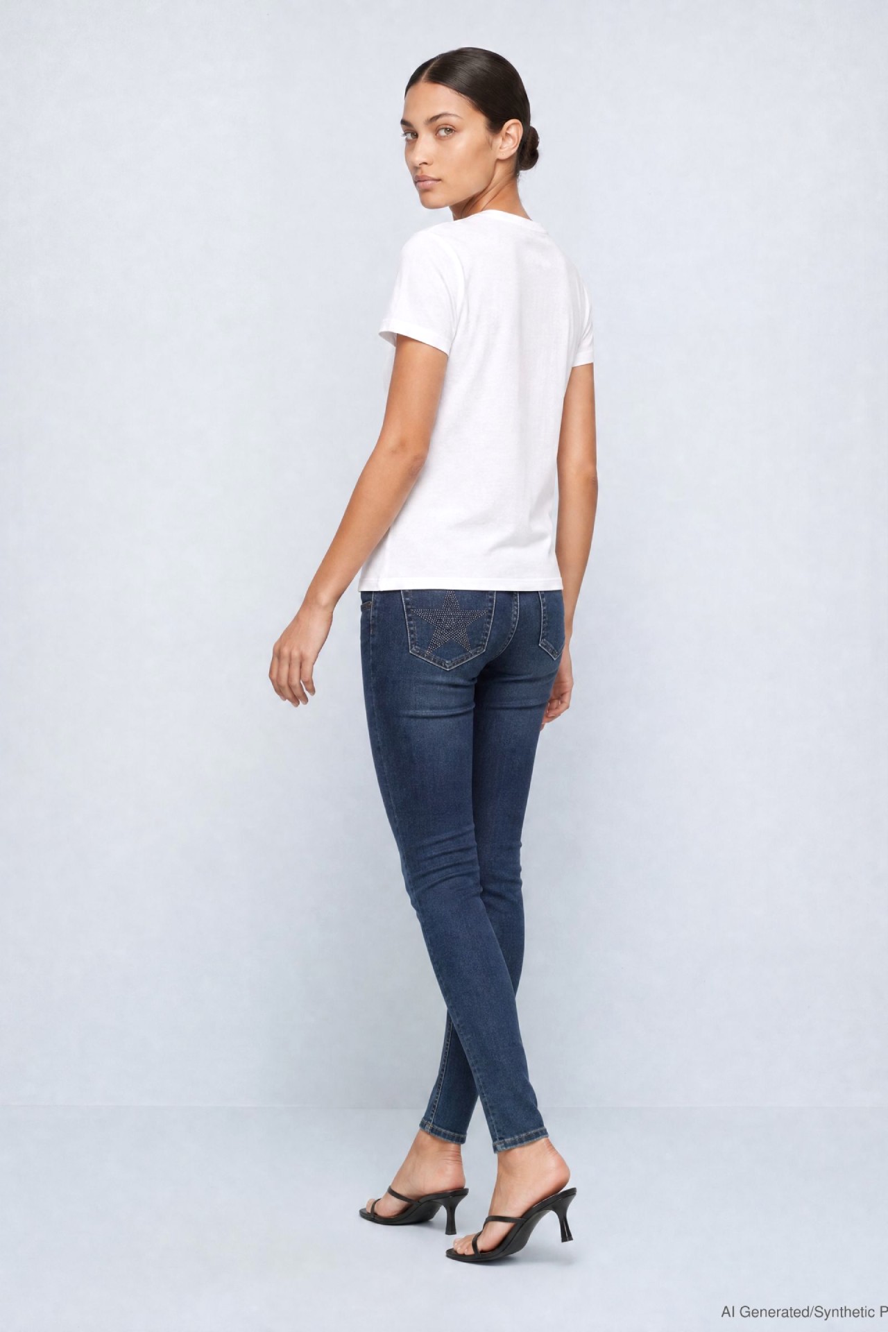 57Juria, Skinny-Fit-Jeans, blauer Strass-Stern