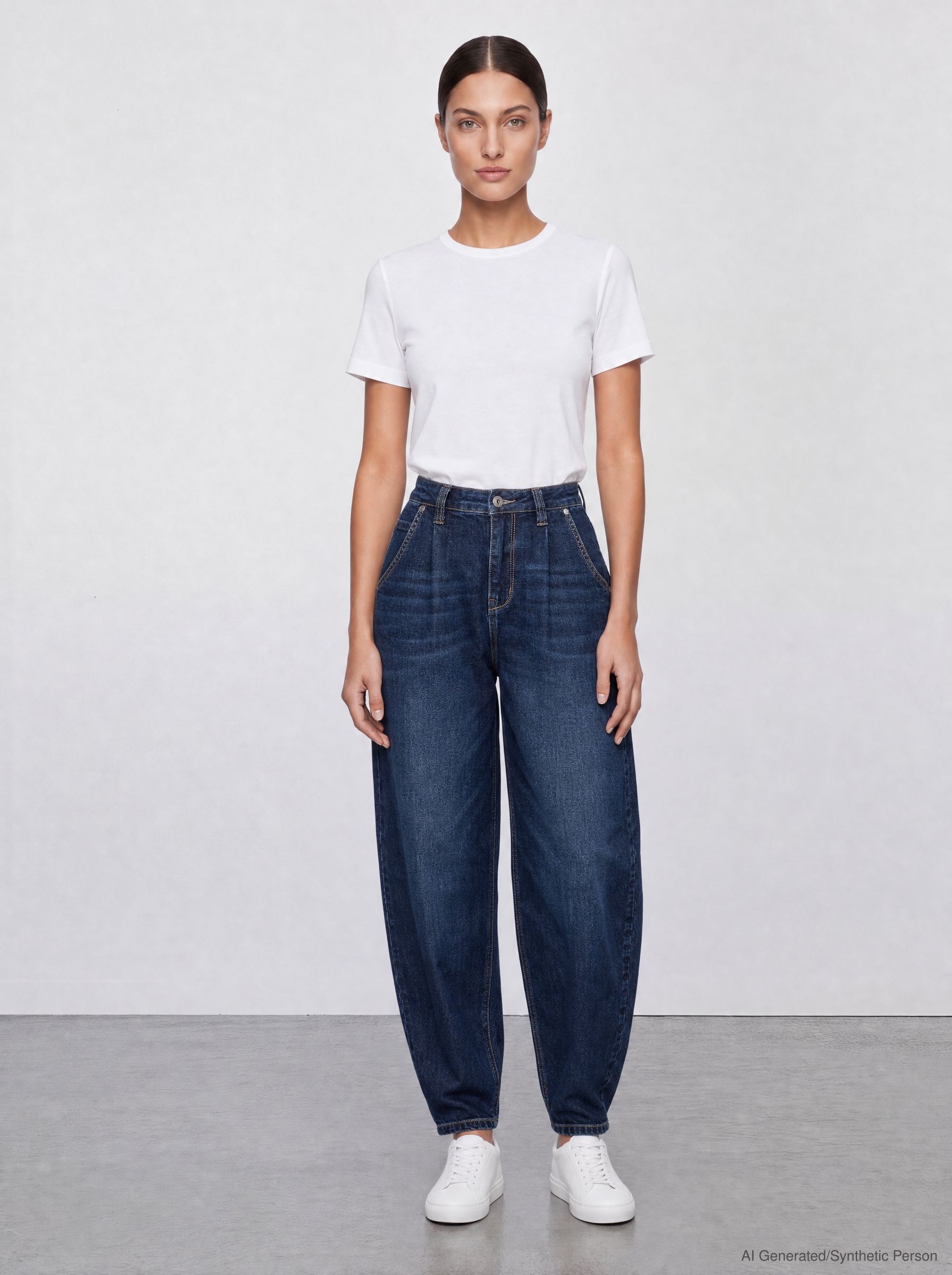 57Ashley, Balloon-Fit-Jeans, verkürzte Form, mit Bundfalten