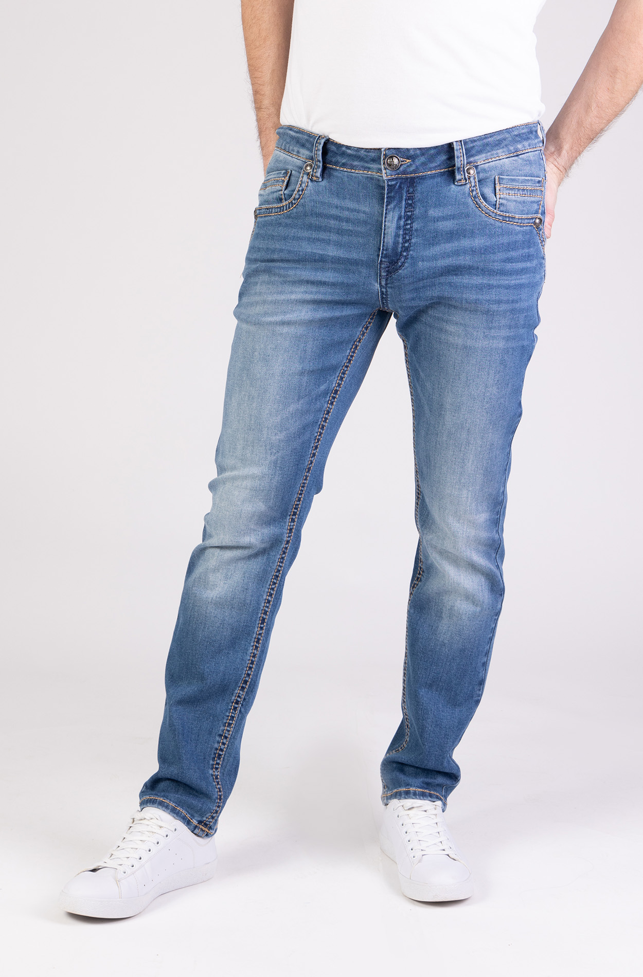 Blue Monkey, Slim-Fit-Jeans, 57Freddy 40143Y, dicke Kontrastnähte