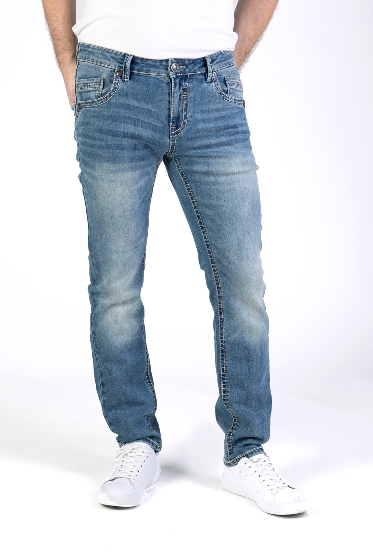 Blue Monkey, Slim-Fit-Jeans, 57Freddy 40146Y, Dicke Kontrastnähte