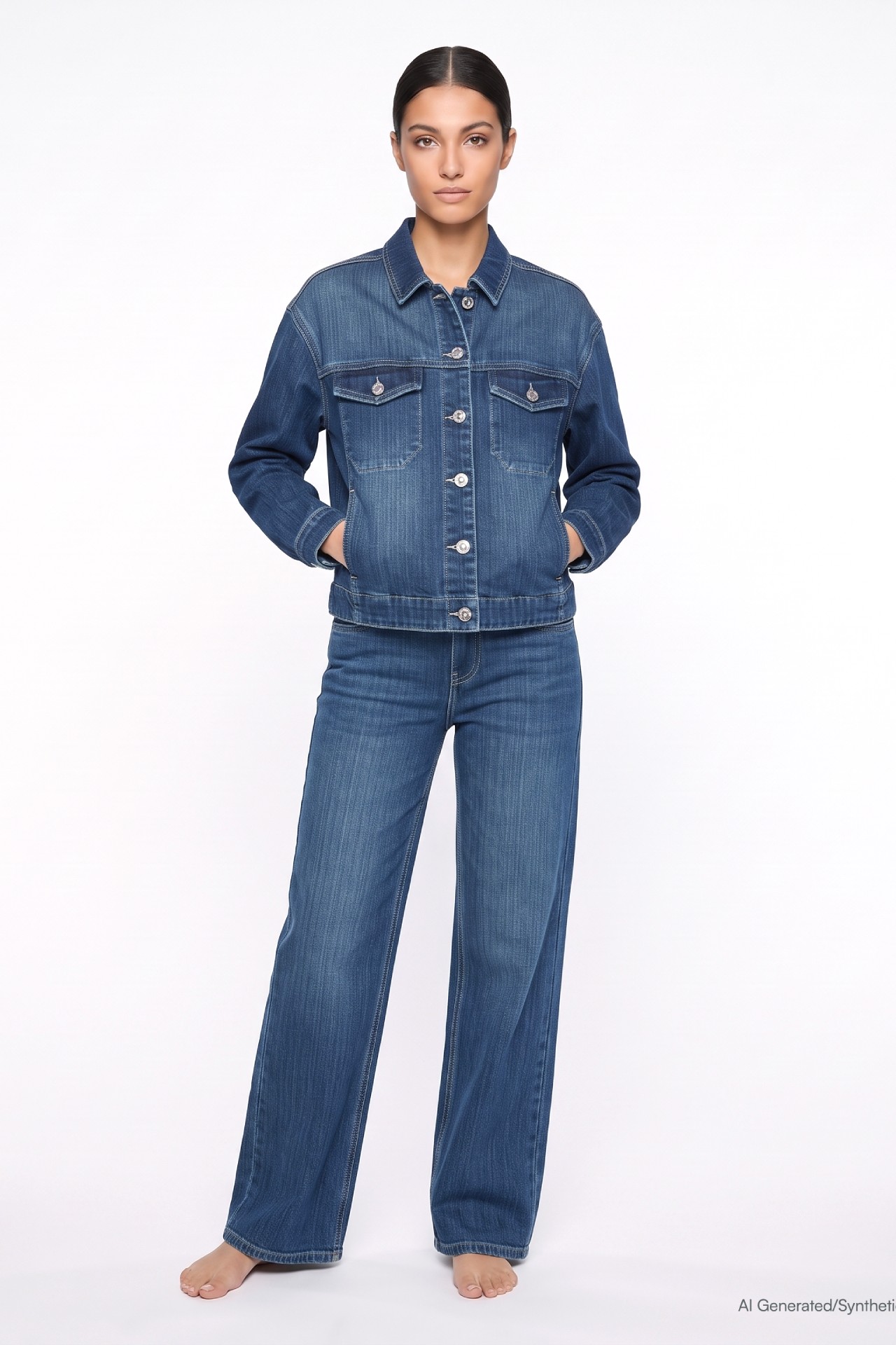 Blue Monkey, Regular-Fit-Jeans-Jacke, 57Jacket 31043Y, Striped Denim