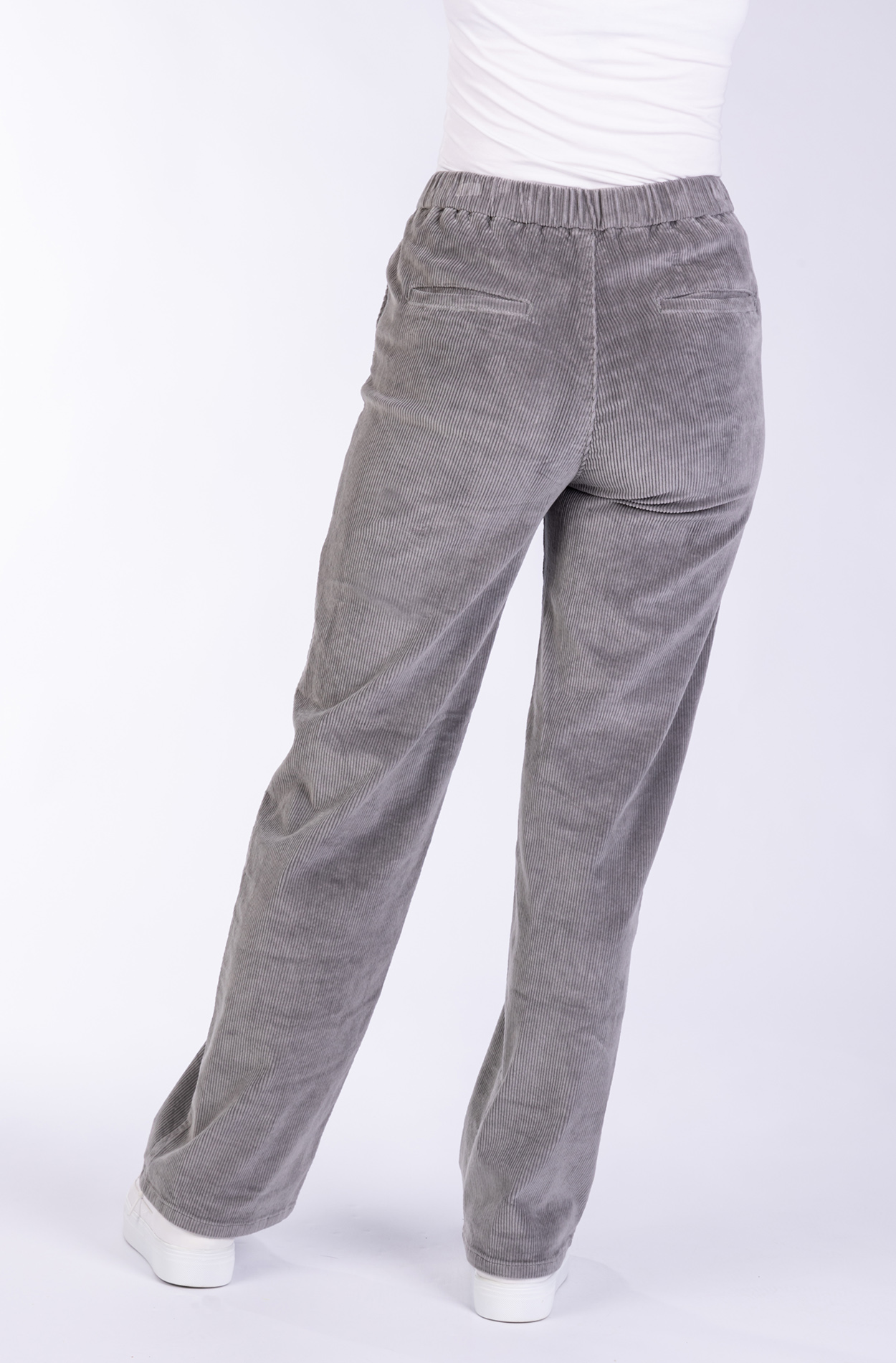 Kim 30788Y - Non Denim/Wide Leg/elastic waist/cord grey